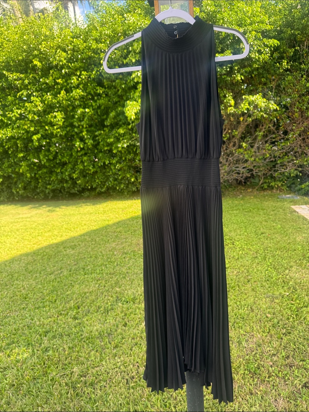 A.L.C. Black Pleated High-Neck Maxi Dress Size 8